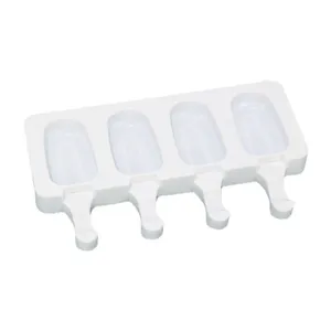 Weißer 4-Mulden Silikon Eiscreme Form Popsicle Maker für selbstgemachte Leckereien.