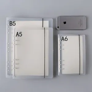 Plastic PP frosted translucent binder notebook, A5 A6 B5 size loose-leaf planner shell.