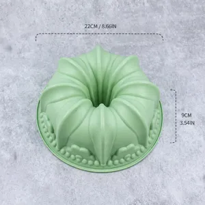 Green silicone cake mold 22x9cm round baking pan nonstick pastry tool for kitchen