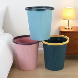 Papelera de Plástico Engrosada Con Anillo de Presión Cesta de Basura Para Cocina Baño Hogar