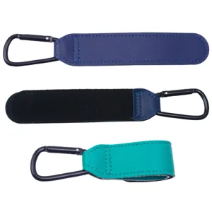 Crochet de poussette universel laniere en cuir PU avec mousqueton clip pour sac bebe