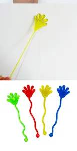 TPR elastic sticky hand toy with glitter detail showing stretchy palm and multiple colors.