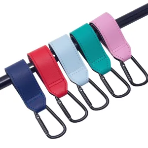 Crochets de poussette universels, lanières en cuir colorées pour sacs de landau 5 pcs