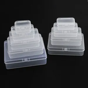 Lot de boîtes de rangement en plastique transparent, conteneur rectangulaire pour petits objets.