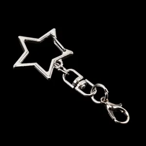 Detailansicht von silbernem Stern Schlüsselanhänger und Karabiner Hardware Zubehör.