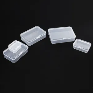 Set de boîtes de rangement en plastique transparent, organiseurs rectangulaires pour petites pièces.