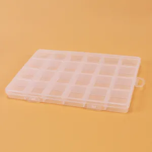 Boîte de Rangement en Plastique Transparent 24 Grilles Organisateur pour Petites Pièces
