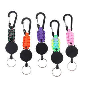 Outdoor paracord uittrekbare sleutelhanger elastische anti-verloren staaldraadrol