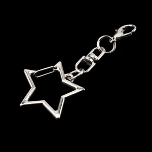 Silberner Metall Stern Schlüsselanhänger Haken DIY Schmuck Zubehör Karabinerverschluss