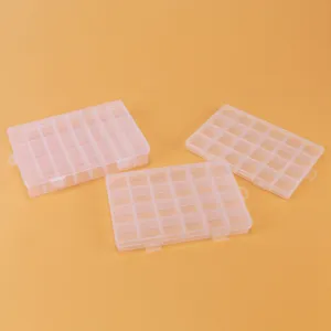 Boîte de Rangement en Plastique Transparent 24 Grilles Organisateur Clair Pour Petites Pièces Bijoux Perles Contenant Avec Couvercle