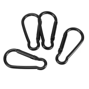 Schwarzer Karabinerhaken aus Metall in Tropfenform für Schlüssel, Kopfhörer und Outdoor 5cm.