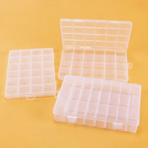 Boîte de rangement transparente en plastique à 24 compartiments pour petits objets et bijoux
