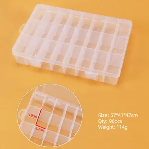 Boîte de rangement en plastique transparent à 24 compartiments pour petits objets.