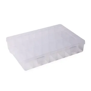 Boite de rangement transparente en plastique a 24 grilles pour petits objets perles bijoux