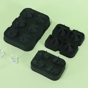 Food Grade Silicone Ice Cube Tray Large Whiskey Ice Ball Mold Diamond Skull Ice Maker Kitchen Bar Tool Black