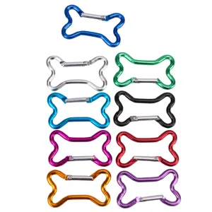 Kleurrijke aluminium botvormige karabijnhaakjes voor rugzakken, lichte mini haken.
