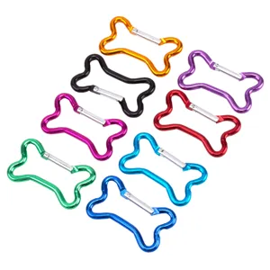 Kleurrijke botvormige aluminium karabijnhaken set, mini sleutelhanger clips voor rugzak.