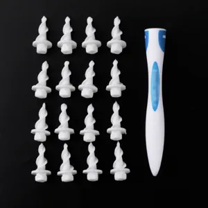 Spiral ear wax removal tool set with multiple white replacement heads for daily ear cleaning.