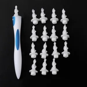 Manual spiral ear cleaner set with one blue handle and fifteen replacement tips for daily ear care.