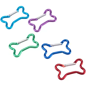Kleurrijke botvormige aluminium legering karabiners, duurzame multifunctionele rugzakclips.
