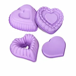 Stampo per Torta in Silicone a Forma di Cuore Pane Floreale Dolce Teglia da Forno Flessibile Antiaderente Utensile da Cucina