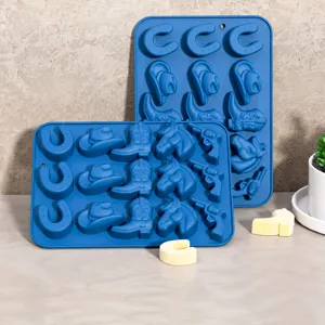 15-Hohlraum Cowboy Thema Silikon Eiswürfelform Kuchen Schokolade Fondant Backwerkzeug Küchenhelfer
