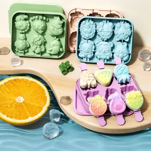 Silicone Ice Cream Mold DIY Popsicle Mold Cute Fruit And Animal Shape Ice Grid Maker For Home Kitchen Gadgets