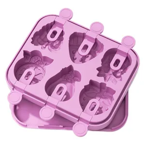 Silicone ice pop mold 6-cavity DIY fruit popsicle maker kitchen tool purple ice grid