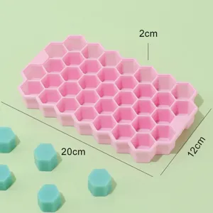 Silikon Waben Eiswuerfelbereiter Form mit Grids, rosa flexibler Eismacher fuer Kueche Bar.