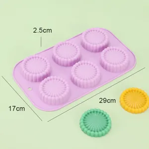 6-hole silicone cake mold baking tool for DIY desserts, flexible purple kitchen bakeware supply