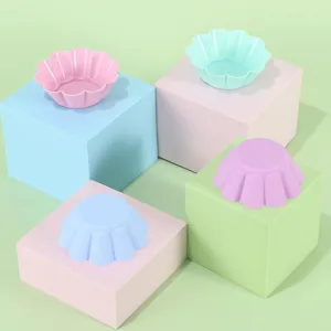 Colorful silicone baking cups petal muffin molds for kitchen DIY cake soap making tools