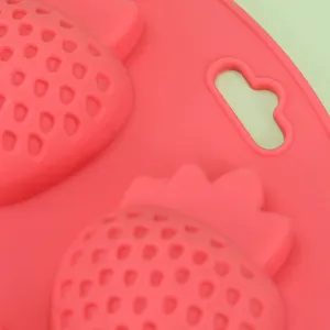 Pink strawberry silicone mold for baking chocolate ice cubes kitchen DIY craft tools food grade.