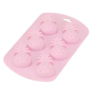 Pink 7-Cavity Pineapple Silicone Mold DIY Ice Cube Tray Chocolate Cake Baking Tool