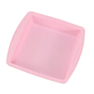 Rosa quadratische Silikon Backform, hitzebeständige Antihaft Kuchenform fur die Kuche.