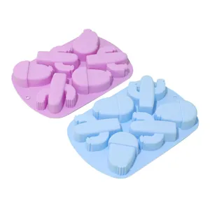 6-Hohlen Silikon Kaktus Form fur handgemachte Seife DIY Kuchen und Backen Werkzeuge.
