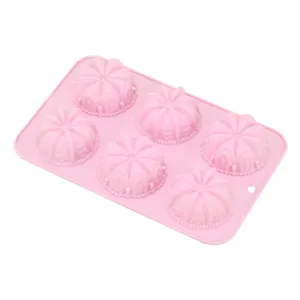 6-cavity pink silicone cake mold chocolate baking tray DIY handmade soap mold tool