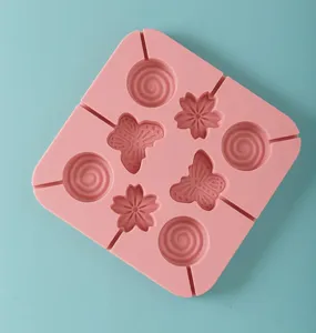 Food grade silicone lollipop mold square cartoon chocolate mold for DIY baking tools