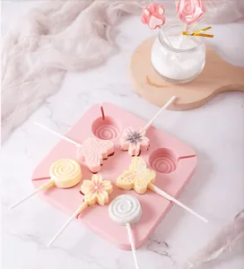 Square silicone lollipop mold cartoon chocolate mold DIY baking tool kitchen gadget
