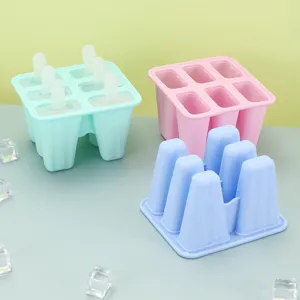 Set di 6 fori stampi per ghiaccioli in silicone, macchina per gelato fai da te multicolore e vaschetta.
