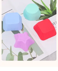 Silicone baking molds set, colorful cupcake muffin molds, heat resistant pastry tools.