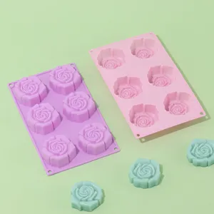 6-Loch 3D Rosen Silikon Kuchenform perfekt für DIY Pudding Gelee Handgemachte Seife