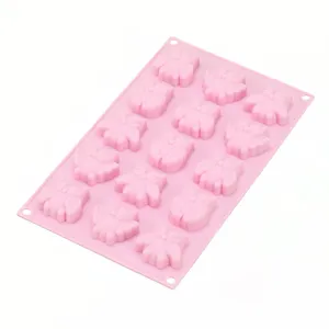 15-cavity owl silicone cake mold pink baking tray for jelly pudding ice cube making