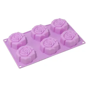 6-hohlraum 3d rosen silikonform zum backen von kuchen, pudding, gelee und seife.