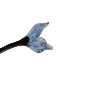Blaues Fischschwanz Haargabel für Damen, neuer chinesischer Stil antike Haarnadel für Dutt Styling.