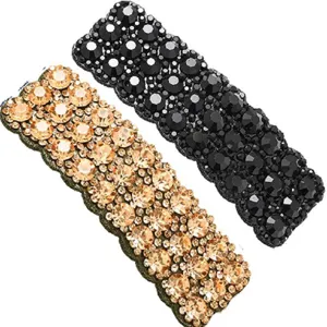 Korean style rhinestone hair clip set, sparkling crystal side BB clips for daily elegant styling.