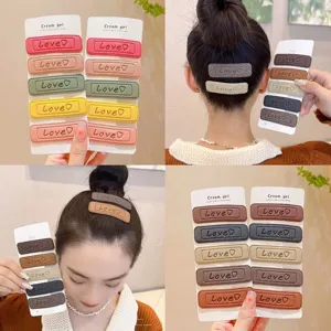 Stylish leather square hair clips with heart, candy colors for daily trendy women hair accessories.