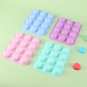 Round Silicone Cake Mold Muffin Cup DIY Handmade Soap Baking Ice Cube Tray Flexible Non Stick Bakeware