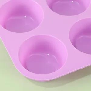 Pink silicone muffin baking mold multi-cavity round cup cake pan kitchen DIY tool