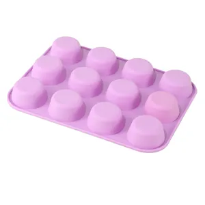 12-cavity purple silicone cake baking mold muffin cup and DIY soap tray for kitchen use