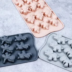 12 Hohlräume Silikon Schokoladenform Weihnachten Dinosaurier Kuchen DIY Backwerkzeug Fondant Eiswürfel Gelee Formen